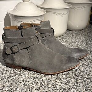 Topman Gray Boots with Strap Closure and Pointed Toe